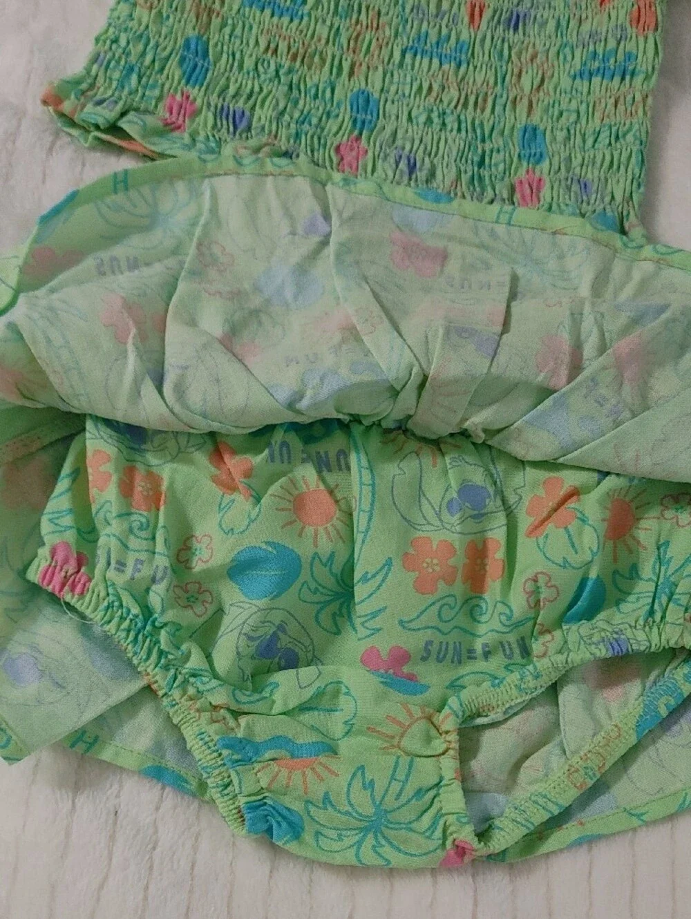 3PC Disney Baby Pastel Green Pink Blue Smocked set